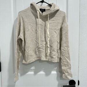 NWT Monrow Cropped Waffle Knit Hooded Sweater